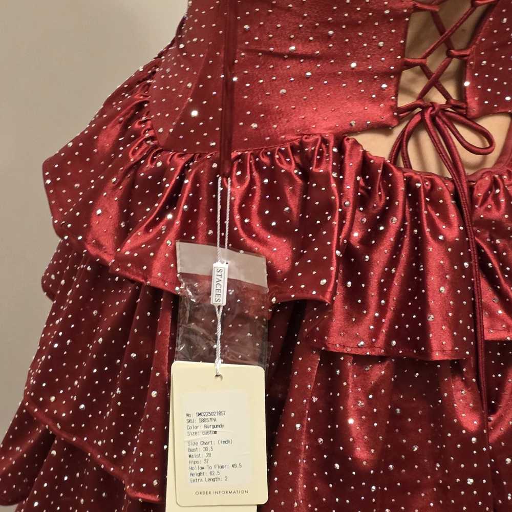 Stunning Burgundy Sequin Ruffle Kids Dress